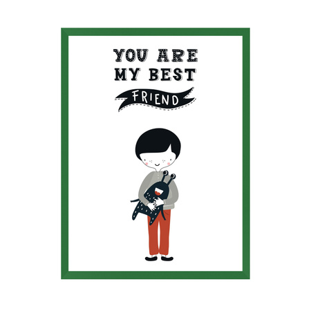 Children's poster You are may best friend 30X40 cm + green frame
