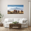 Canvas Print Walking Elephants Mountain Savannah Natural Environment 100x80 cm