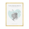 Poster San Francisco city map heart 40X50 cm + gold frame
