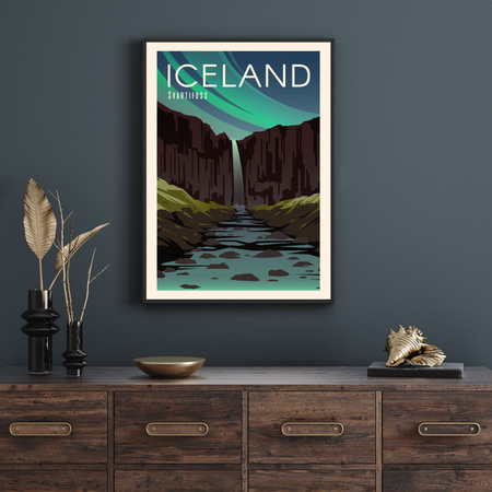 Poster Country of Iceland 40X50 cm + gold frame