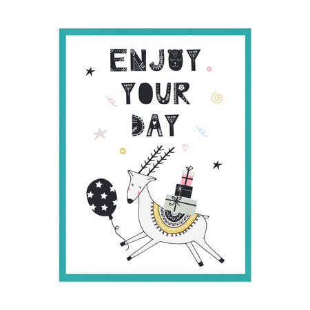 Birthday Poster Enjoy your day 24X30 cm + turquoise sea frame