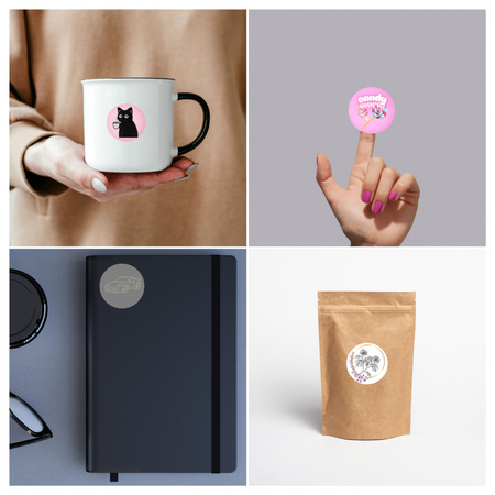 STICKERS with LOGO Square with print Waterproof Text Photo 50x50 mm