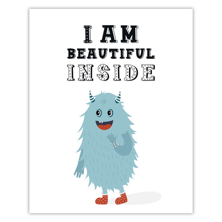 Children's poster I am beautiful inside 40X50 cm + yellow frame
