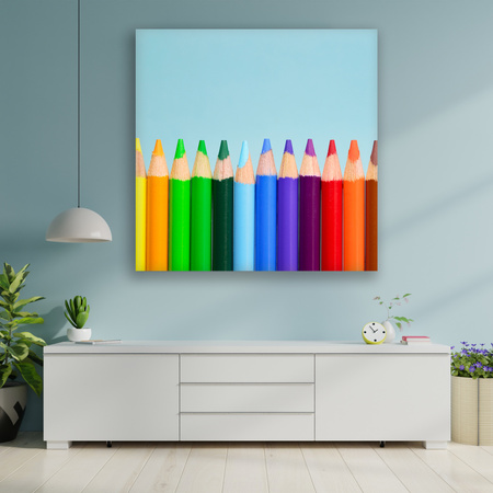 Canvas Print Abstract Rainbow Crayons 40x40