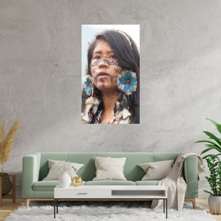 Canvas Print Painted Girl Face Flowers 80x120 cm