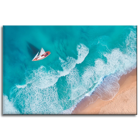 Canvas Print Sailboat Waves Sand Shore 60x40 cm