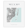 Poster Miami city map square 40X50 cm + gold frame
