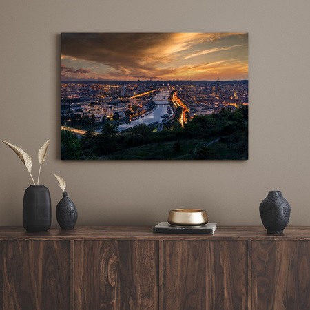 Canvas Print Architecture Rouen in the evening 120X60 cm