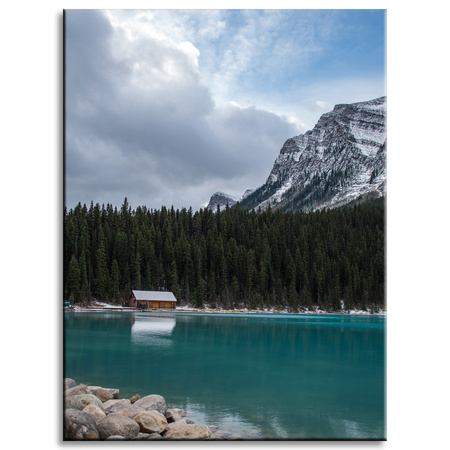Canvas Print Nature Cottage by the Mountain Lake 30x40 cm