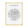 Poster London city map circle 40X50 cm + gold frame