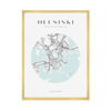 Poster Map of Helsinki city circle 40X50 cm + gold frame