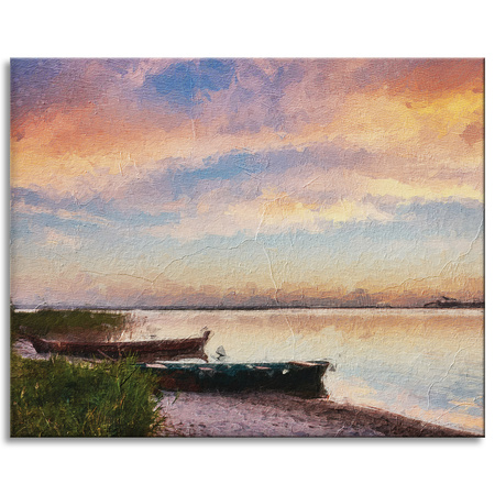 Picture on canvas Oil Painting Boats on the Shore 100x80 cm