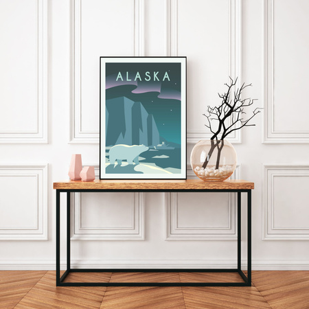Alaska Cities poster 40X50 cm + gold frame