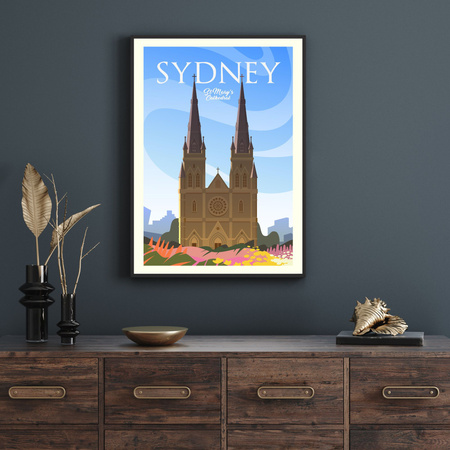 Sydney City poster 40X50 cm + gold frame