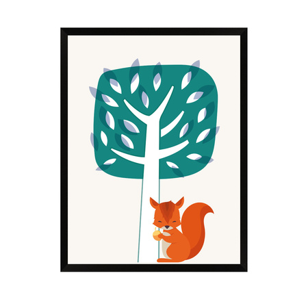 Children's Squirrel poster 21X29.7 cm + black frame