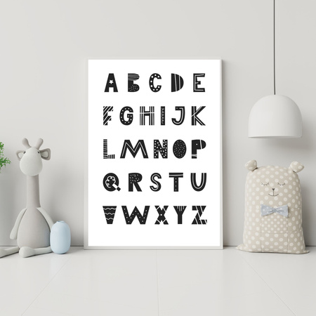 Poster Children's Alphabet 40X50 cm + gold frame