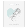 Poster Dubai city map heart 40X50 cm + gold frame