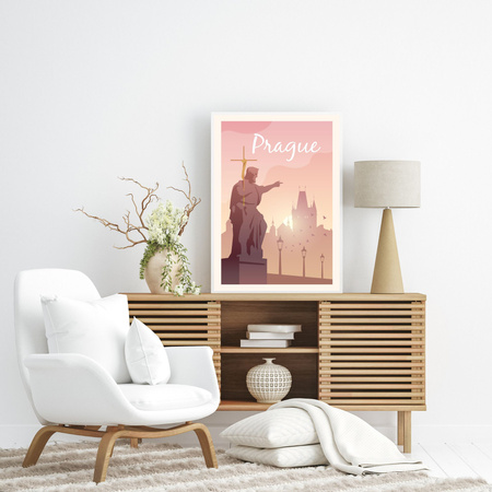 Poster of the City of Prague 40X50 cm + gold frame