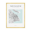 Poster Shanghai city map square 40X50 cm + gold frame