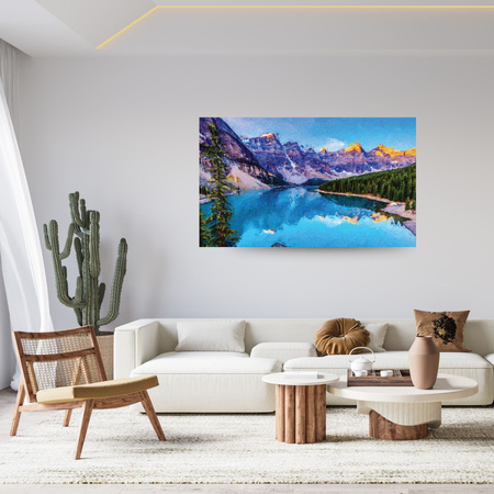 Canvas Print River Mountains Nature Forests 100x80 cm