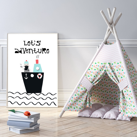 Children's poster Let's adventure 40X50 cm + gold frame
