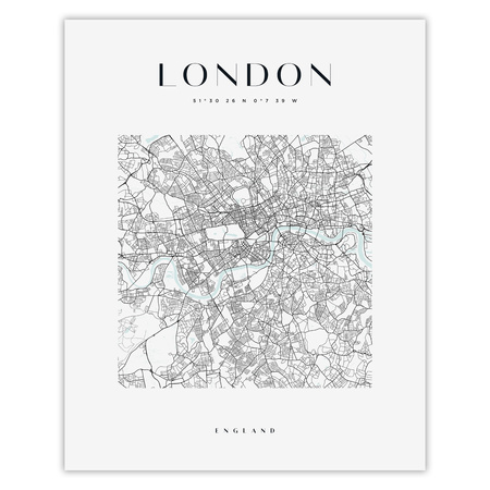 Poster London city map square 40X50 cm + gold frame