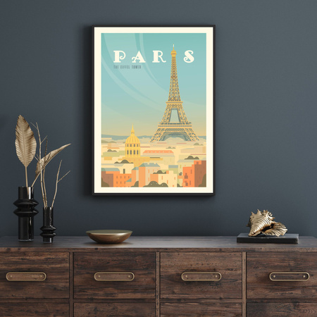 Poster of the City of Paris 40X50 cm + gold frame