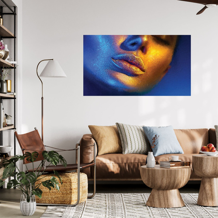 Canvas Print Woman Face Golden Lips Art 100x80 cm