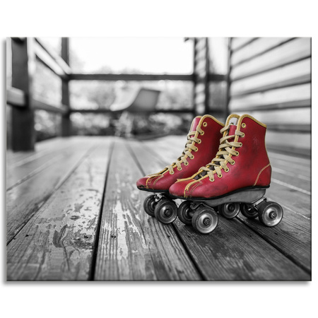 Canvas Print Vintage Red Roller Skates 100x80 cm