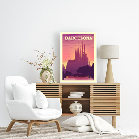 Barcelona City Poster 40X50 cm + gold frame