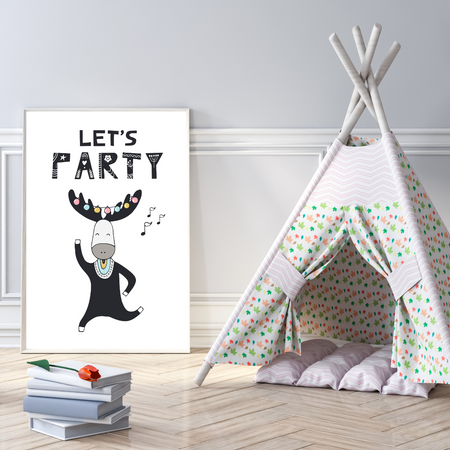Let's party Birthday Poster 21X29.7 cm + yellow frame