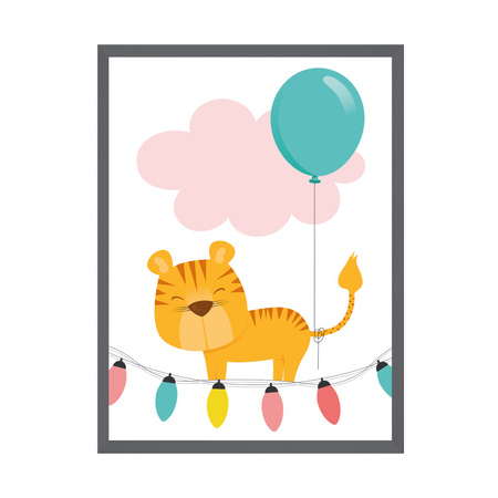 Children's Tigger Poster 40X50 cm + gray stone frame