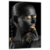 Canvas Print Black Woman Golden Lips Eyes Pose 80x120 cm