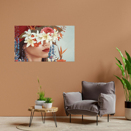 Canvas Print Woman Lips Flowers Nature 120x80 cm
