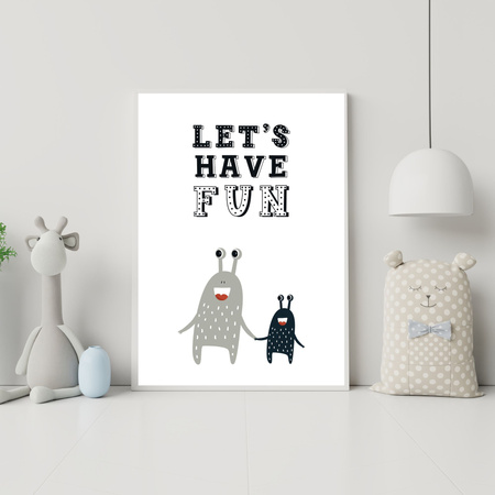 Children's poster Let's have fun_2 40X50 cm + gold frame