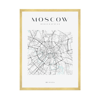Poster Moscow city map square 40X50 cm + gold frame