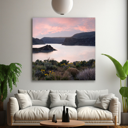 Canvas Print Nature Mountains Water Sky Flowers Plants 90x90