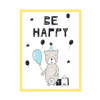 Be happy Birthday Poster 21X29.7 cm + yellow frame