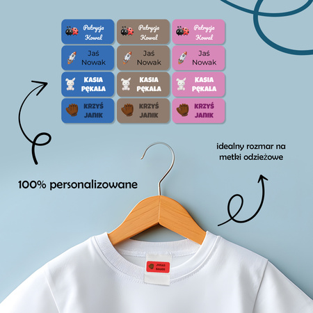 Personalized Waterproof Name Stickers for Kindergarten and School 30x13 mm