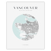 Poster Map of Vancouver city circle 40X50 cm + gold frame