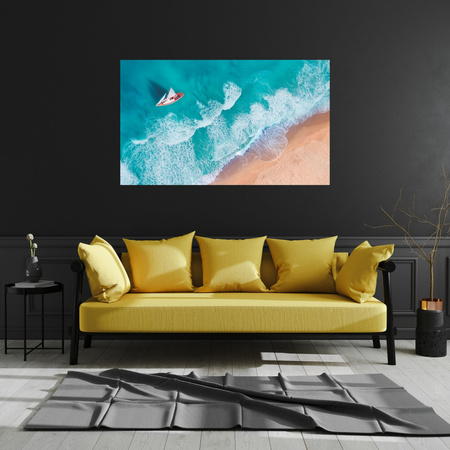 Canvas Print Sailboat Waves Sand Shore 50x40 cm
