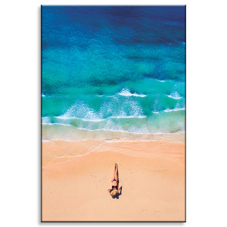 Canvas Print Woman Beach Sun Waves 80x120 cm