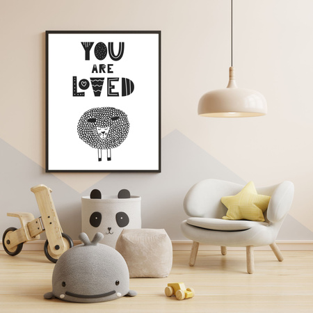 Children's poster You are loved 40X50 cm + gold frame