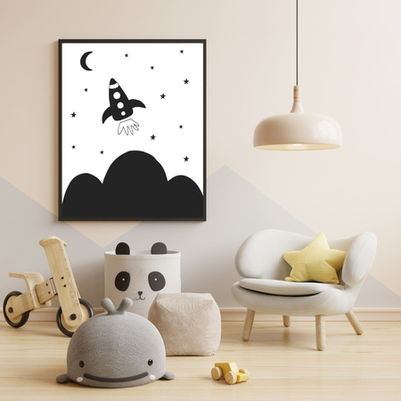 Poster Children's Rocket 40X50 cm + gold frame