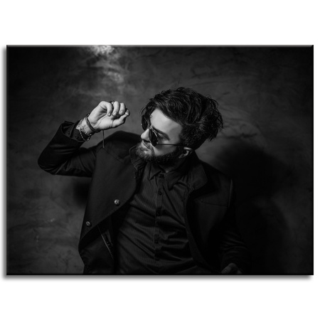 Canvas Print Black and White Man 40x30 cm