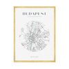 Poster Budapest city map circle 40X50 cm + gold frame