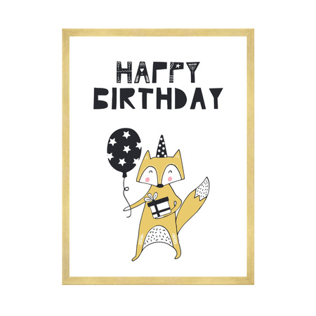 Birthday Poster Happy birthday 24X30 cm + gold frame
