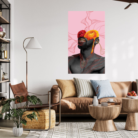 Canvas Print Black Man Flowers Nature 80x120 cm