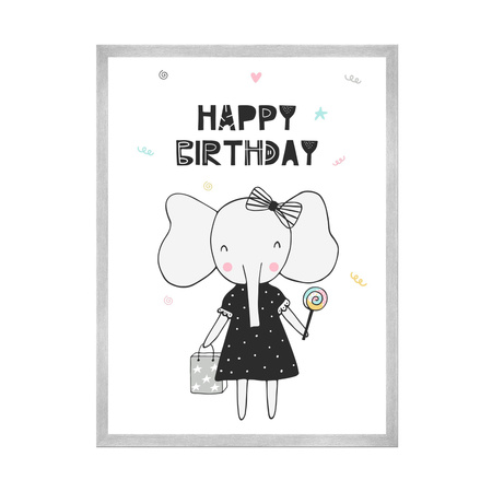 Birthday Poster Happy birthday 40X50 cm + silver frame