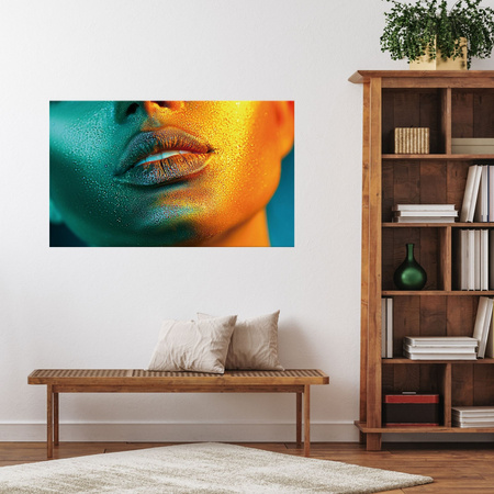 Canvas Print Golden Face Water Drops on Body 100x80 cm